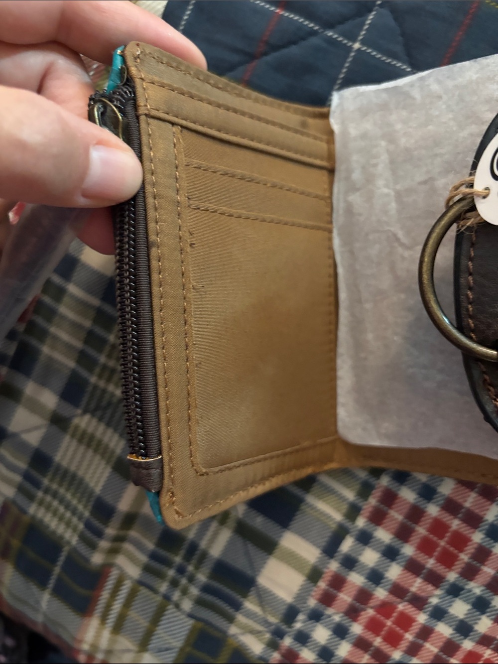 Tony Lama small Wallet - Teal with Brown Accent - Picture 5 of 8